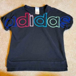 Adidas black short sleeve sweatshirt top girls size xl